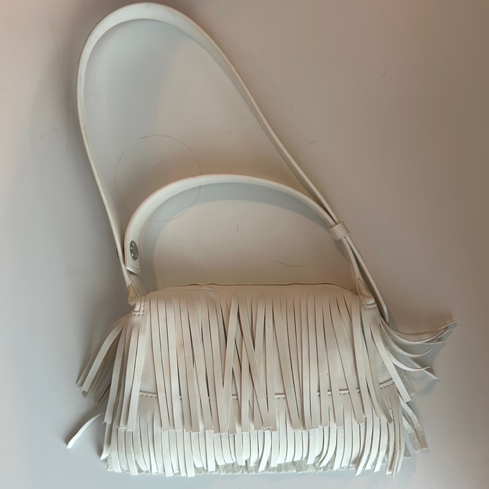 Simon Miller white fringe vegan leather bag